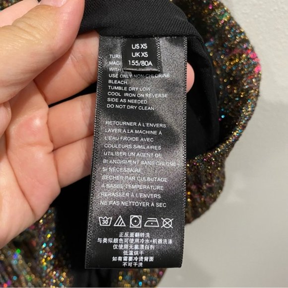 Urban Outfitters Sequin Glitter Gold Multicolor Halter Mini Dress Cut Out XS - Picture 5 of 8
